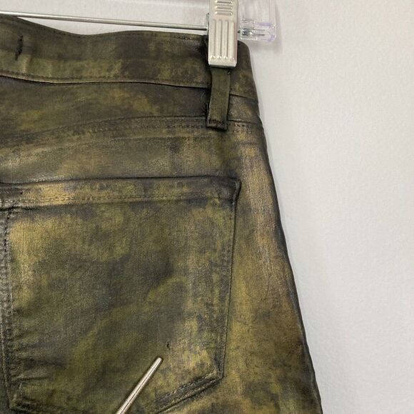 J Brand Jeans Womens 25 Super Skinny Coated Black Tar Dark Bronze Metallic‎ NEW - Picture 8 of 14